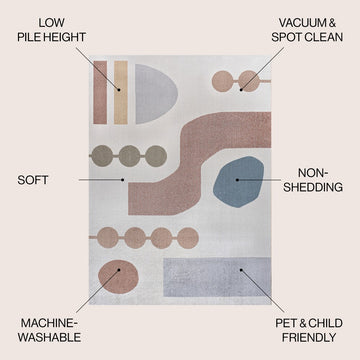 Riley Abstract Coastal Kids & Novelty Machine-washable Area Rug